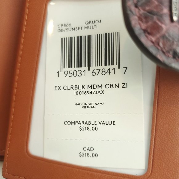 Coach Womens Brown Colorblock Leather Snakeskin Medium Corner Zip Around Wallet - Picture 8 of 12